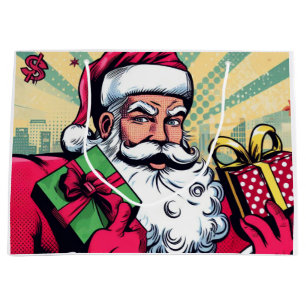 Comic book Santa/Christmas  Large Gift Bag