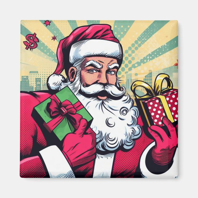 Comic book Santa/Christmas  Magnet (Front)