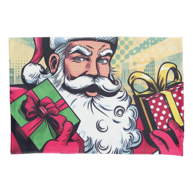 Comic book Santa/Christmas  Pillowcase (Front)