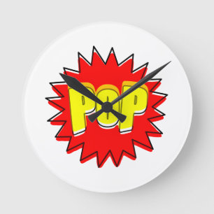 Comic book sound effect round clock