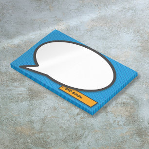 Comic Book Speech Bubble Blue Custom Name Post-it Notes