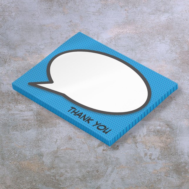 Comic Book Speech Bubble Blue Thank You Post-it Notes (Comic Book Speech Bubble Blue Thank You Post-it Notes)