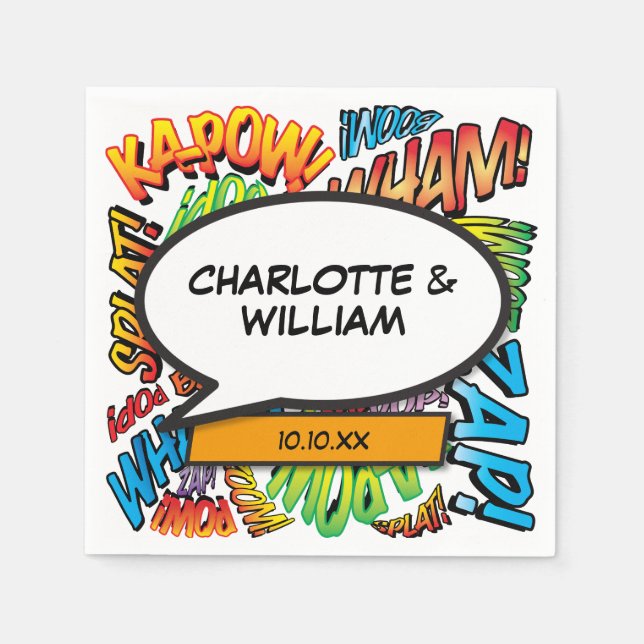 Comic Book Speech Bubble Modern Fun Napkin (Front)
