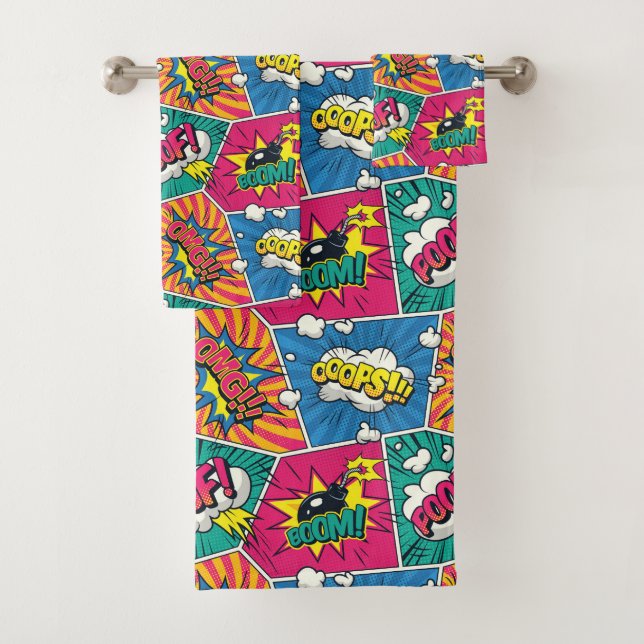 Comic Book Speech Bubble Towel Set (Insitu)