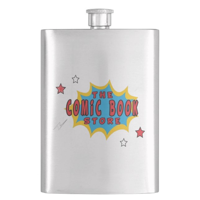 Comic Book Store  Hip Flask (Front)