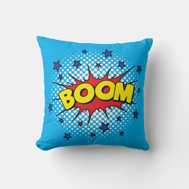 Comic Book Style Colourful BOOM Cushion (Front)