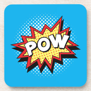 Comic Book Style Colourful POW Coaster