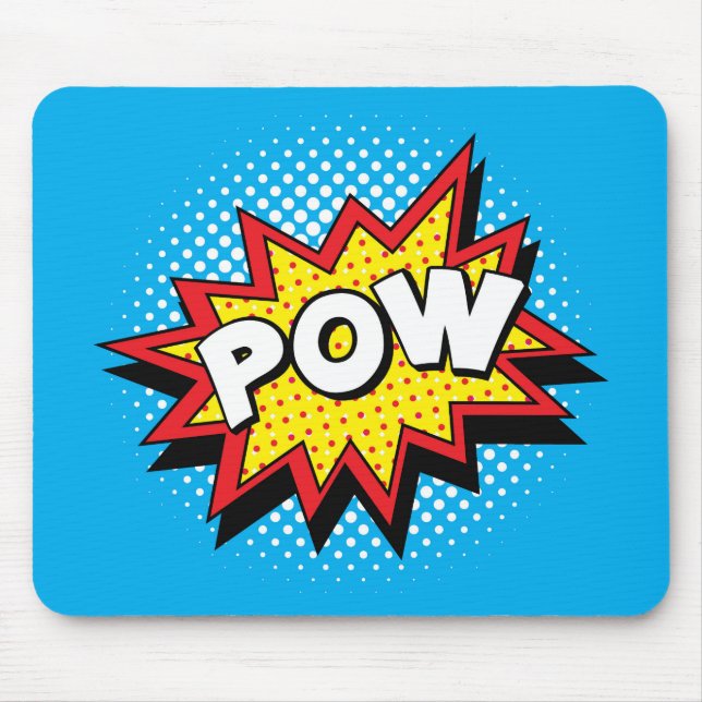 Comic Book Style Colourful POW Mouse Pad (Front)