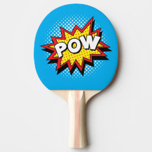 Comic Book Style Colourful POW Ping Pong Paddle