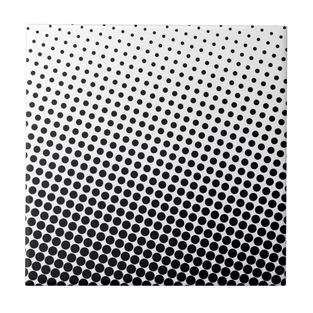 Comic Book Style Dot Pattern Black and White Tile (Front)