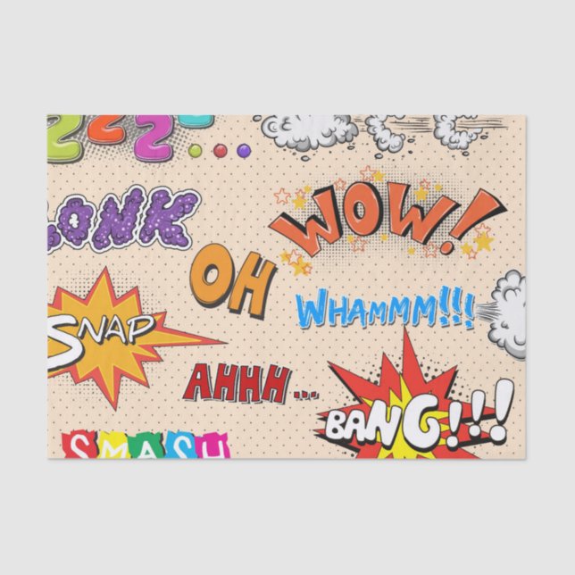 Comic Book Style Expressions Design Tissue Paper (Front)
