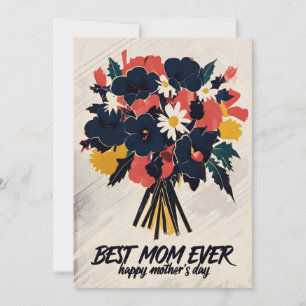 Comic Book Style Floral Bouquet Mothers Day Card