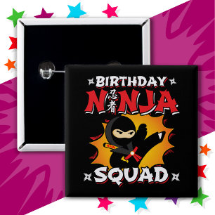 Comic Book Style Party Fun Birthday Ninja Squad 15 Cm Square Badge