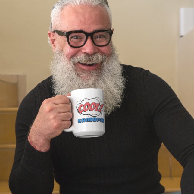 Comic Book Style Pattern Cool Grandpa White Coffee Mug (Creator Uploaded)