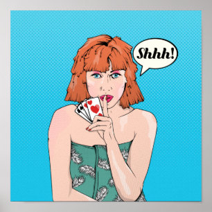 Comic book style poker cheat poster