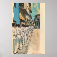 Comic Book Style Poster, Full-Colour Illustration,