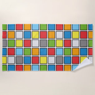 Comic Book Style Squares Beach Towel