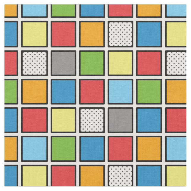 Comic Book Style Squares Fabric (Close Up)