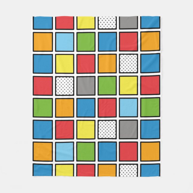Comic Book Style Squares Fleece Blanket (Front)