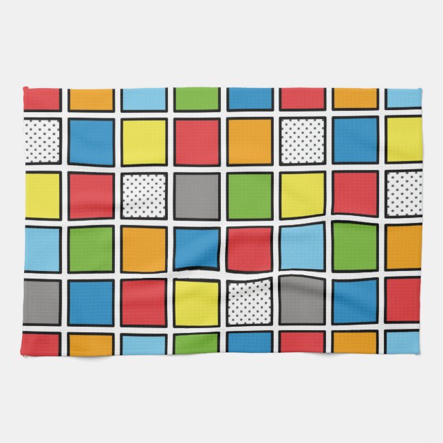 Comic Book Style Squares Tea Towel (Horizontal)