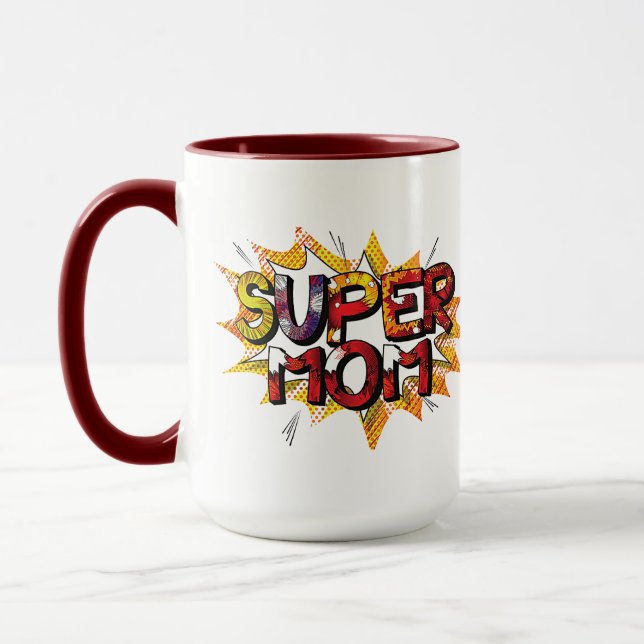 Comic Book Style Super Mom2 Mug (Left)