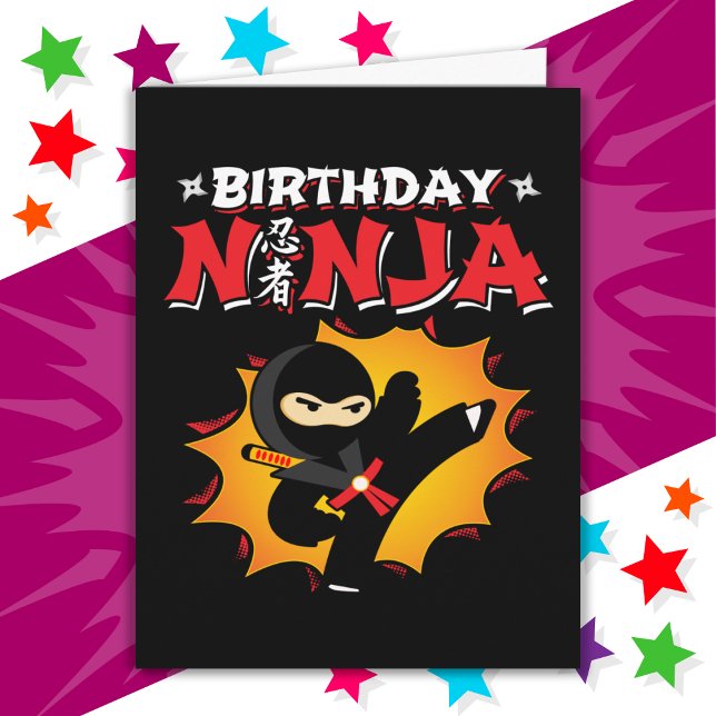 Comic Book Style Super Party Birthday Ninja Card (Creator Uploaded)