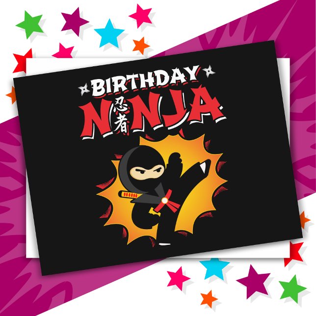 Comic Book Style Super Party Birthday Ninja Postcard (Creator Uploaded)