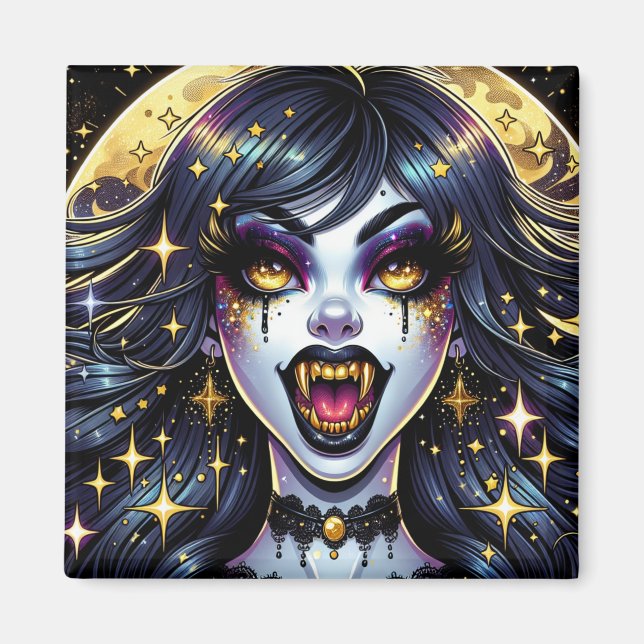 Comic Book Style Vampire Halloween Party  Magnet (Front)