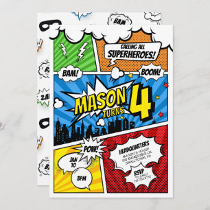 Comic Book Superhero Birthday Invitation
