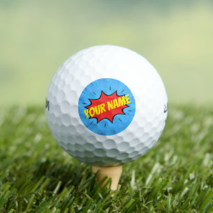 Comic Book Superhero Blue Red Yellow Golf Balls