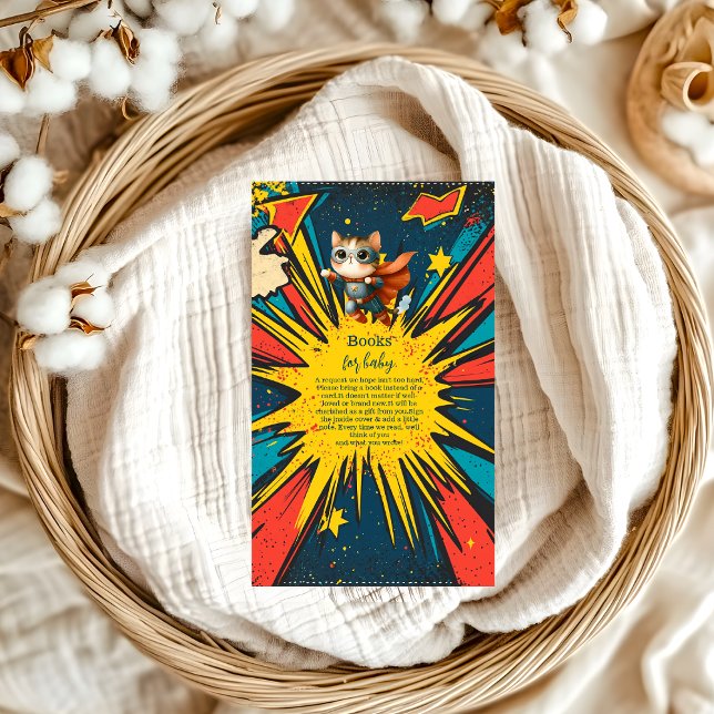 Comic Book Superhero Boy Baby Showe Books for Baby Enclosure Card (Creator Uploaded)