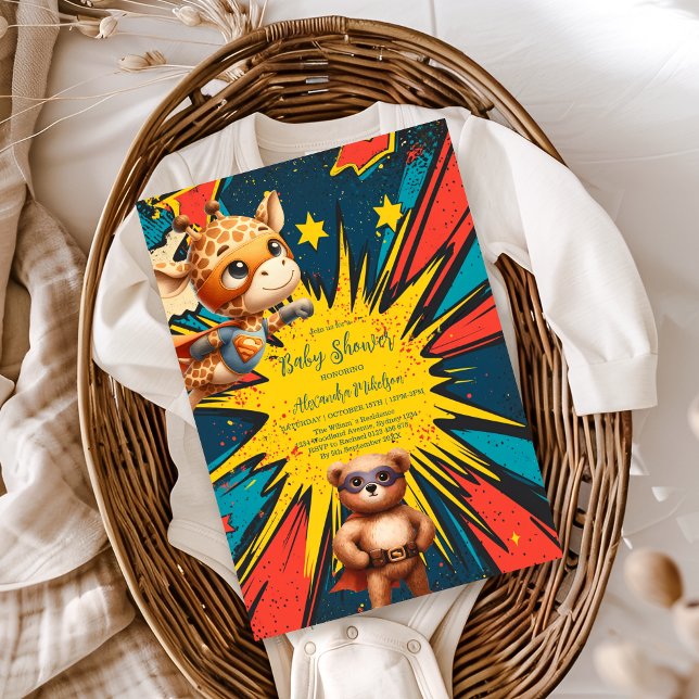 Comic Book Superhero Boy Baby Shower Invitation (Creator Uploaded)
