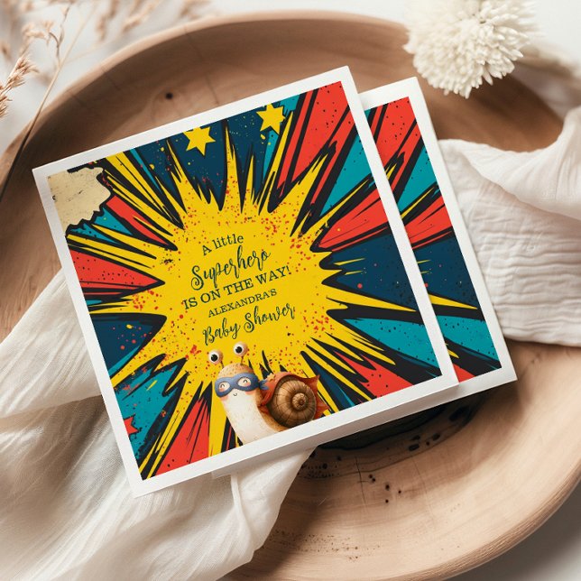 Comic Book Superhero Boy Baby Shower Napkin (Creator Uploaded)