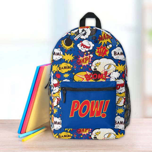 Comic Book Superhero Custom Initials or Text  Printed Backpack (Creator Uploaded)