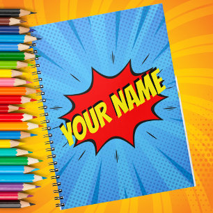 Comic Book Superhero Custom Spiral Notebook