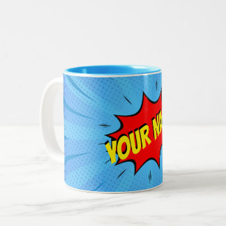 Comic Book Superhero Custom Two-Tone Coffee Mug