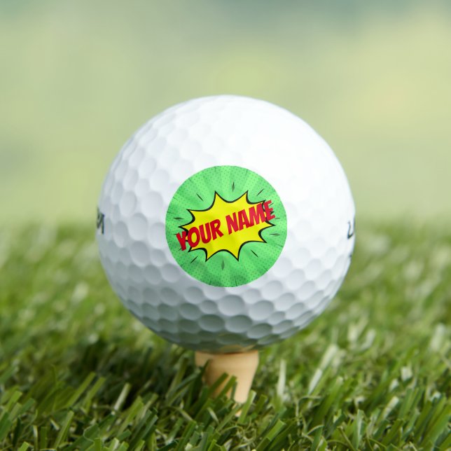 Comic Book Superhero Green Red Yellow Golf Balls (Insitu Tee)