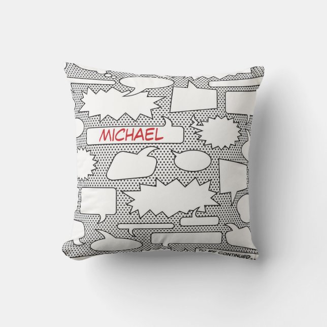 Comic Book Talk Bubble Throw Pillow (Front)
