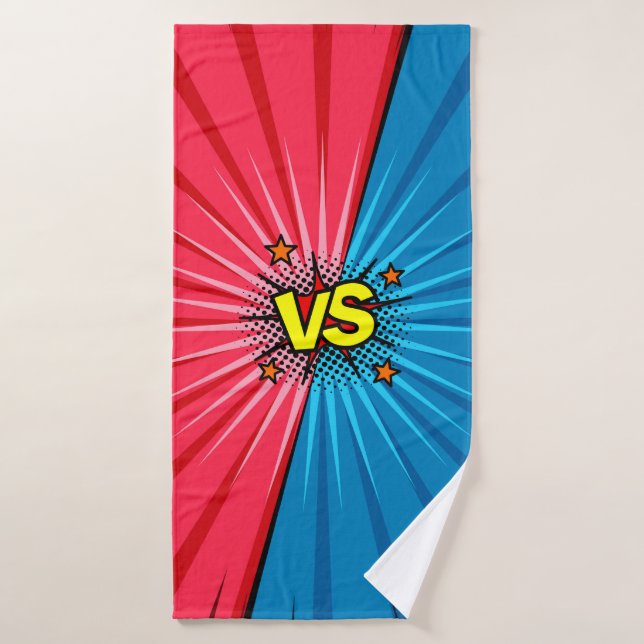 Comic book versus background, classic pop-art styl bath towel (Bath Towel)