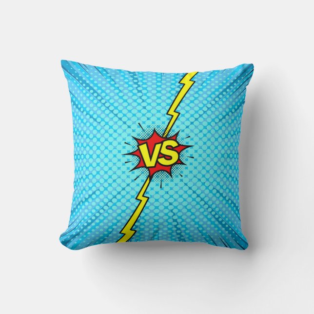 Comic book versus background, classic pop-art styl cushion (Front)