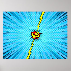 Comic book versus background, classic pop-art styl poster