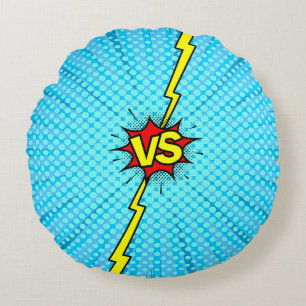 Comic book versus background, classic pop-art styl round cushion