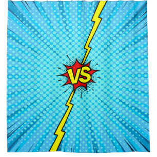 Comic book versus background, classic pop-art styl shower curtain