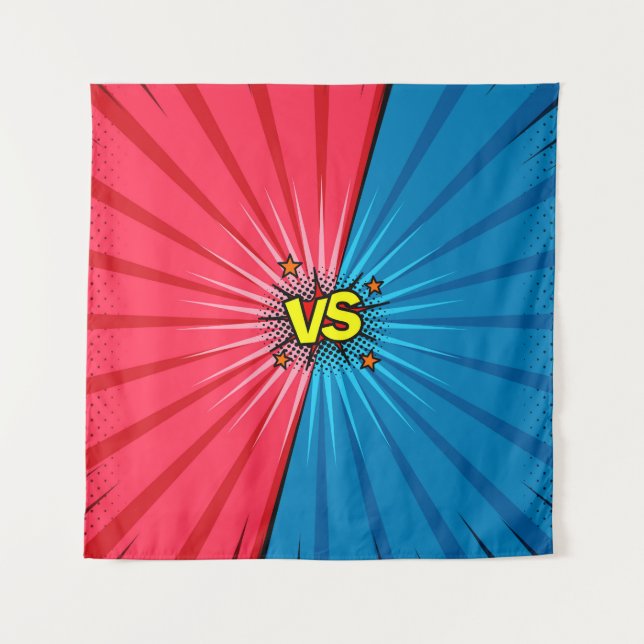 Comic book versus background, classic pop-art styl tapestry (Front)