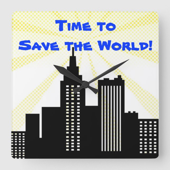 Comic Book Wall Clock Super Hero Boys Bedroom (Front)