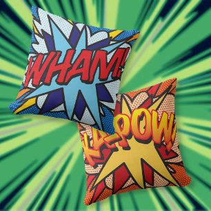 Comic Book WHAM KA-POW Modern Fun Cushion