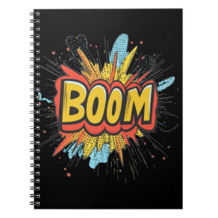 Comic boom graphics colours word. Notebook