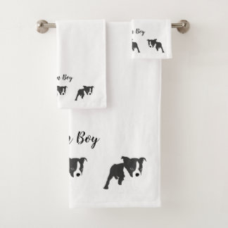 Comic Boston Terrier Boston Boy Bath Towel Set