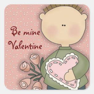 Comic Boy Heart Be Mine Valentine's Day Stickers