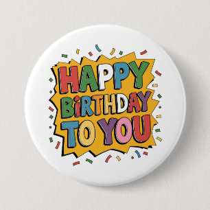 Comic Burst Happy Birthday 7.5 Cm Round Badge